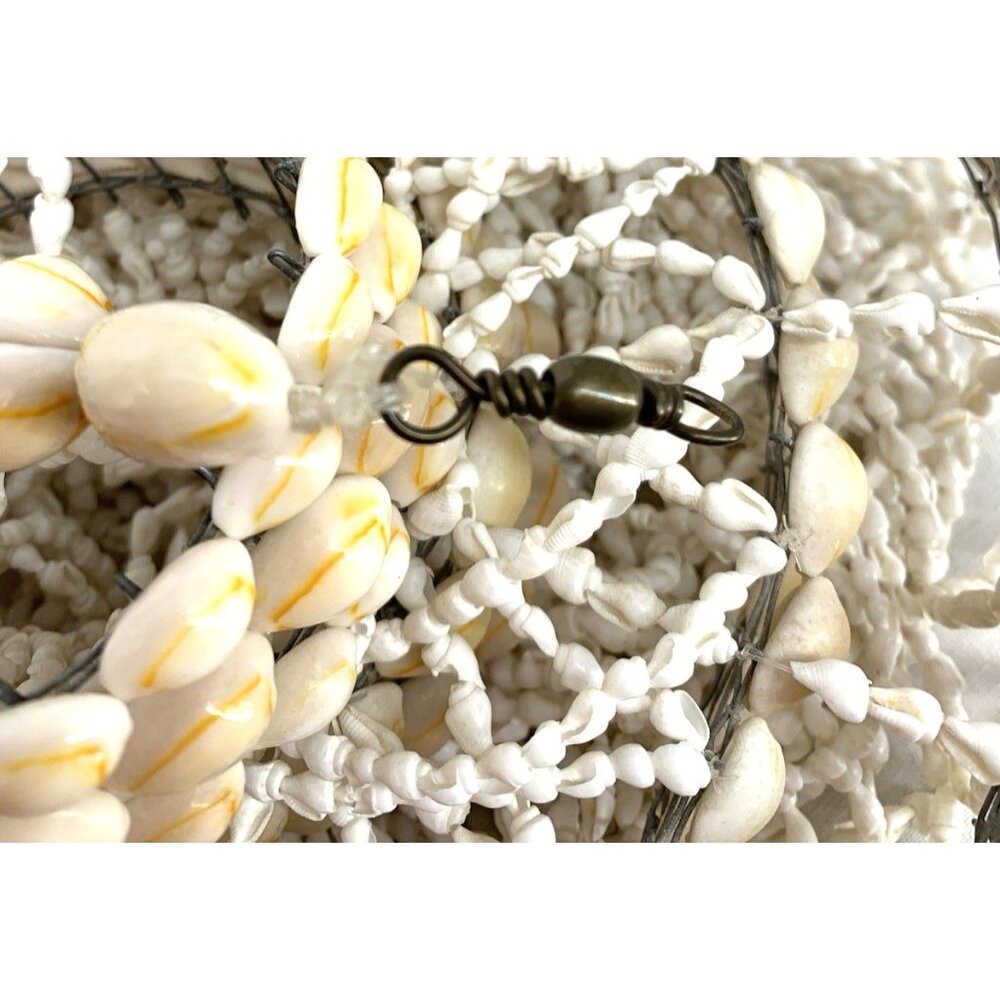 Cowrie Sea Shell Pendant Beach Boho Hanging Decor MCM 24" Tall Seashells - Picture 8 of 8